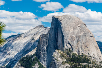 Close up view of the Half Dome Rock taken from Glacier Point, Yosemite National Park, California, USA