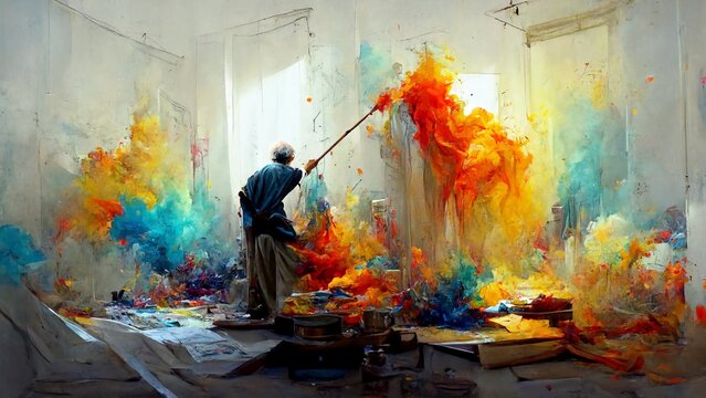 amazing artist at work painting art background wallpaper HD