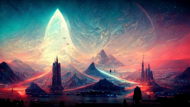 futuristic space planet landscape HD wallpaper desktop background