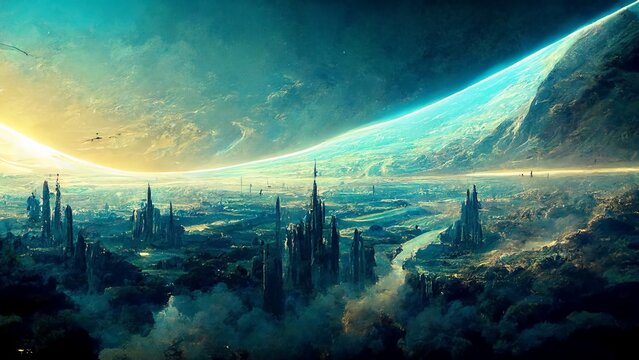 futuristic space planet landscape HD wallpaper desktop background