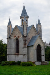 Fototapeta na wymiar Neo gothic Church of God at Bogushevichi, Belarus. Architectural monument.