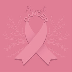 Breast cancer awareness poster Pink Ribbon Vector illustration