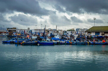 Beautiful panorama of old port in city Tangier, Morocco