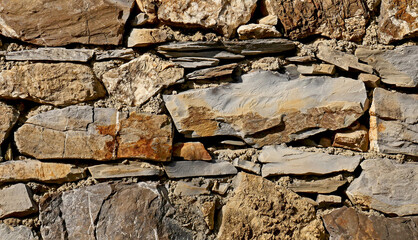 Natural stone and concrete wall 