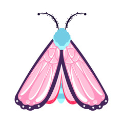 Isolated pink moth vector illustration