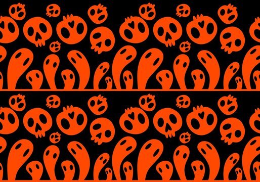 Halloween ghost and skulls seamless cartoon pattern for wrapping paper and kids clothes print and fabrics and linens