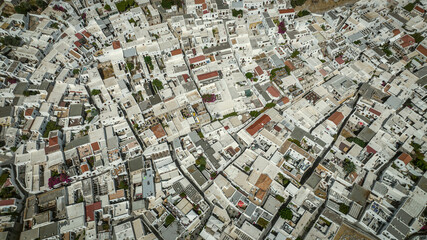 Fototapeta premium Aerial view of small town of Lindos, Rhodes, Greece