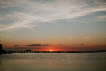 sunset over the sea, south west england