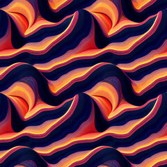 Multicolored abstract seamless pattern with swirls and waves, vivid colors, 3d illustration