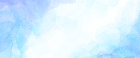 Blue watercolor vector art background for cover design, cards, flyer, poster, banner. Hand drawn Christmas illustration for your design. Blue watercolour texture. Abstract backdrop.
