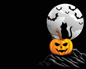 Halloween Pumpkin with the cat above