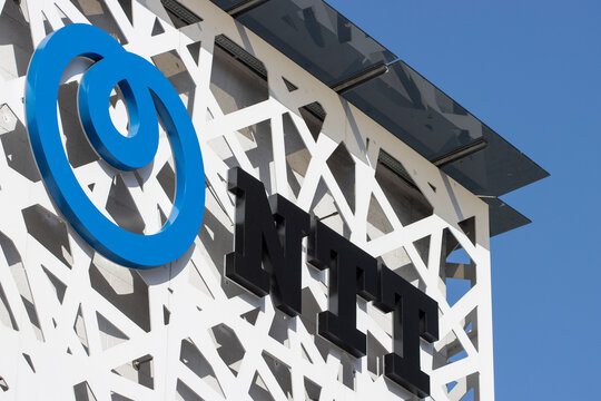 San Francisco, CA, USA - May 1, 2022: NTT logo is seen at its office in San Francisco, California. The Nippon Telegraph and Telephone Corporation (NTT) is a Japanese telecommunications company.