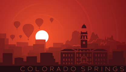 Colorado Springs Low Sun Skyline Scene