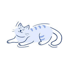 Isolated cat blue silhouette draw vector illustration