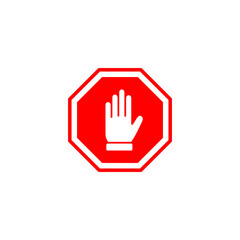 Stop icon vector illustration. stop road sign. hand stop sign and symbol. Do not enter stop red sign with hand