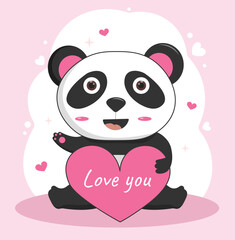 Panda with heart
