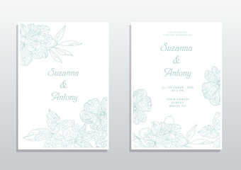 Wedding vector card. Floral wedding invitation card template design. Marriage, anniversary flyer