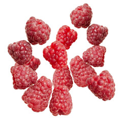 very fresh raspberries, on a transparent background