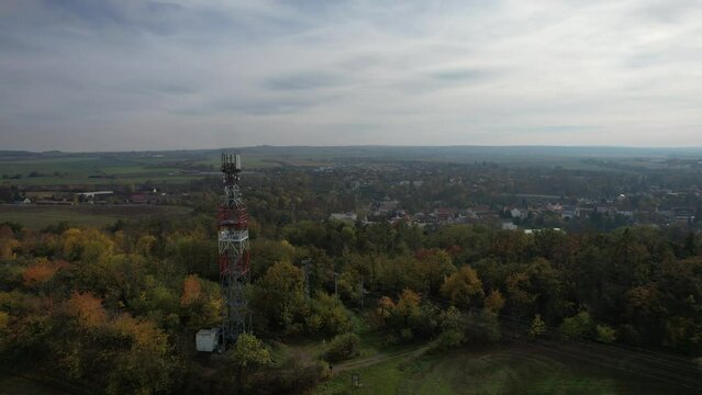 lookout tower Rozhledna Vinice, Uvaly u Prahy,Czech republic,aerial panorama landscape view