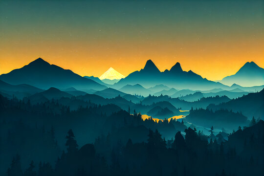 Beautiful mountain scenery with calming colors.
