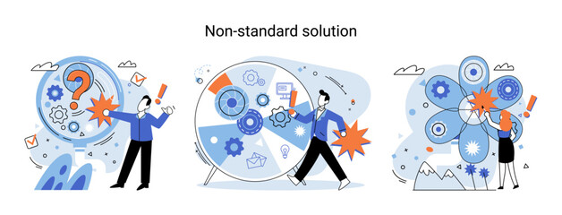 Non standart solution solving problem metaphor, answer to question or creativity idea innovation help business success. Alternative decision or business strategy plan, fallback option business choice © Dmytro