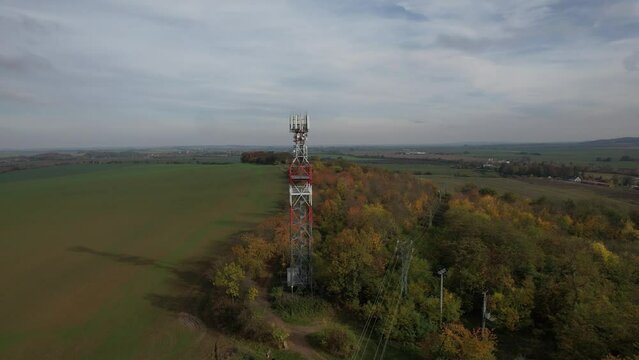 lookout tower Rozhledna Vinice, Uvaly u Prahy,Czech republic,aerial panorama landscape view