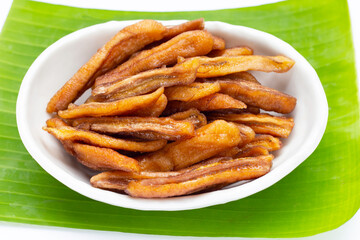 Sun dried banana. Fruit snack