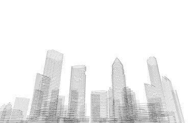 City drawing 3d illustration