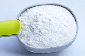 Baking soda on white background.