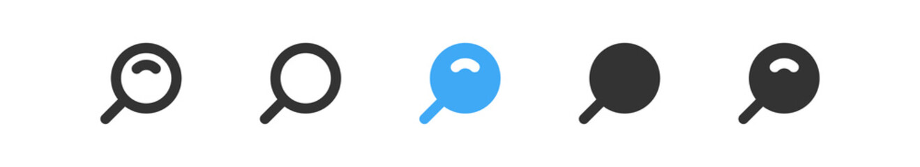 Search icon. Find symbol. Glass lens, loupe sign. Zoom button icon. Magnifying pictogram tool in line vector flat
