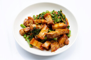 Stir fried crispy pork with holy basil