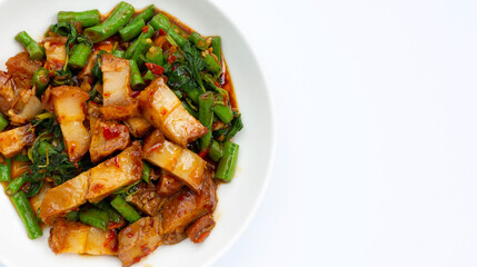 Stir fried crispy pork with holy basil