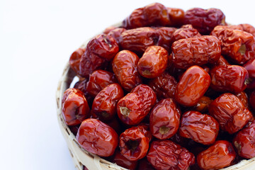 Chinese jujubes isolated on white background.