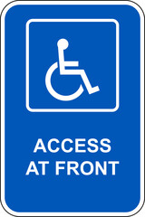 disabled parking sign access at front