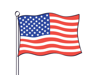 USA, United States of America, American flag icon isolated cartoon vector illustration.