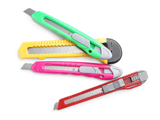 Utility knives on white background