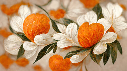 Orange Blossoms, White / Orange Floral Backgrounds
