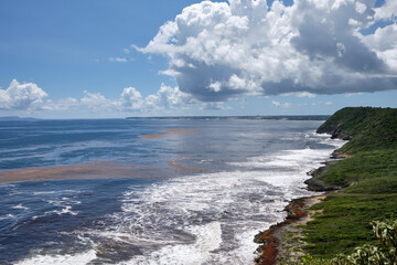 Littoral de Guadeloupe avec une mer aux Sargasses