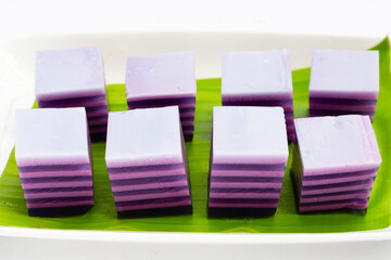 Butterfly pea and coconut milk jelly