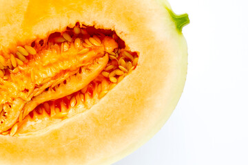 Cantaloupe melon isolated on white.