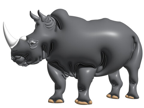 Rhino in transparent background image format.