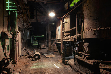 Naklejka na ściany i meble Interior of an old abandoned metallurgical plant
