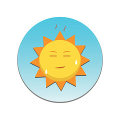 weather forecast summer, hot sun cartoon object sign, symbol, vector illustrator