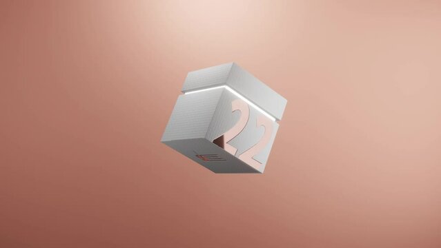 3d product render of a white textured box with shiny labelling against a pink background
