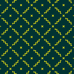 repeated wavy lines and multiplication signs on dark background pattern design