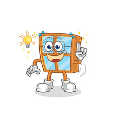 window got an idea cartoon. mascot vector