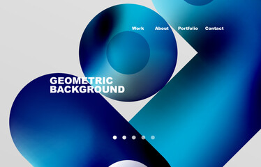 Circles and round shapes landing page abstract geometric background. Web page for website or mobile app wallpaper
