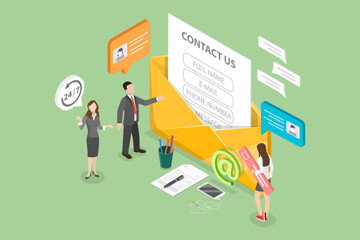 3D Isometric Flat Vector Conceptual Illustration of Contact Us, Get in Touch or Feedback Online Form