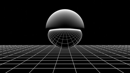 fourth dimension 3d illustration, relativity of time space theory related to black holes. Can be used to represent antimatter, gravitational lens, holographic universe or entropy - obrazy, fototapety, plakaty
