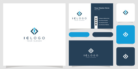 ic logo business card template